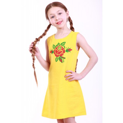 Embroidered dress for girl "Smile of Rose" Yellow